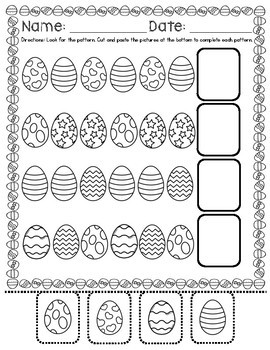 Easter Patterns Worksheets by Red Headed Teacher | TpT