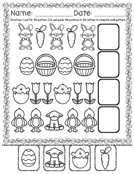 Easter Patterns Worksheets by Red Headed Teacher | TPT