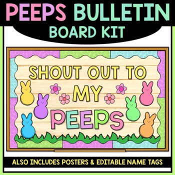 Preview of Easter Peeps Bulletin Board & Name Tags | Spring Classroom Decor