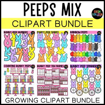 Preview of Easter Peeps Mix Clipart Growing Bundle