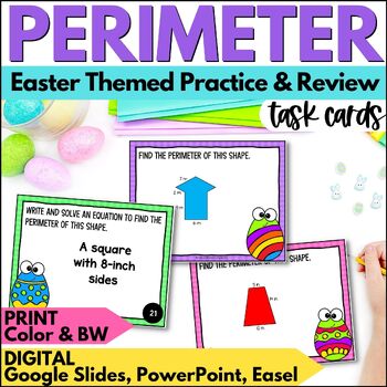Preview of Easter Finding the Perimeter Task Cards - Spring Activity for Practice & Review