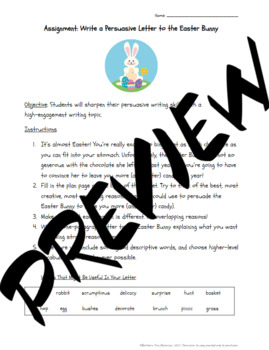 Preview of Easter Persuasive Writing Assignment