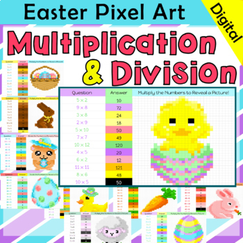 Preview of Easter Pixel Art for Multiplication and Division facts Practice