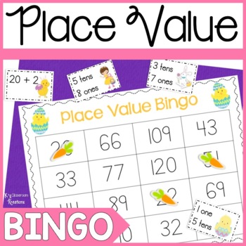 Preview of Easter Place Value BINGO Game for 1st Grade - Tens & Ones up to 120