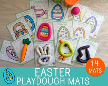 Preview of Easter Playdough Mats, 14 Visual Cards, Party Game, Easter Eggs, Bunnies, Crafts