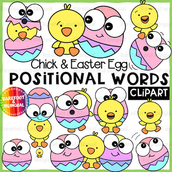 Preview of Easter Positional Words Clipart - Chick & Easter Egg Clipart - Spatial Concepts