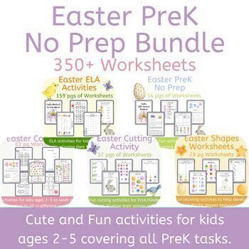 Preview of Morning Work Bundle with Easter Decor and Vocab for Preschool and Kindergarten