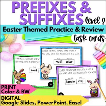 Preview of Easter Prefixes and Suffixes Task Cards- Vocabulary Activities for Spring - 2