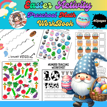 Preview of Easter Preschool Math, Beginning Math, Tracing and Count Activity Worksheet