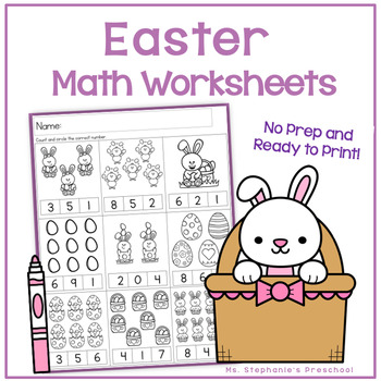 Preview of Easter Math Worksheets Preschool, PreK, & Kindergarten