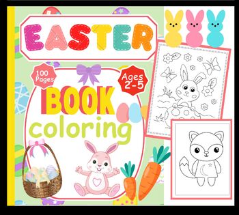 Preview of Easter Preschool Morning Work for kids - coloring book -100 pages for 2-5 ages