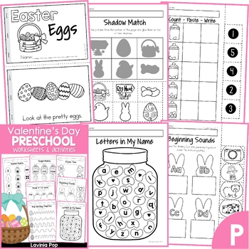 Preview of Easter Preschool No Prep Worksheets & Activities