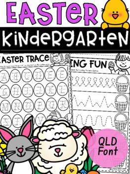 Preview of Easter Preschool Printables in Queensland Font for Home & Distance Learning