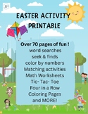 Easter Printable Activity Set:  Reading, Math, Coloring, M