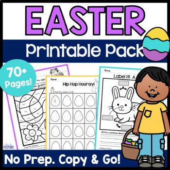 Preview of Easter Math & Literacy Worksheets, Activities, Packet, Kindergarten & 1st Grade