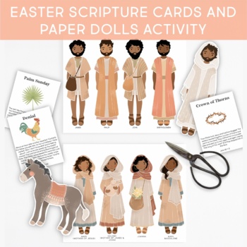 Preview of Easter Printable Scripture Cards & Characters Bible Holy Week Activity Lesson