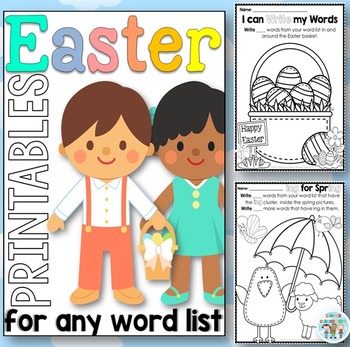 Preview of Easter Printables for any Word List Distance Learning