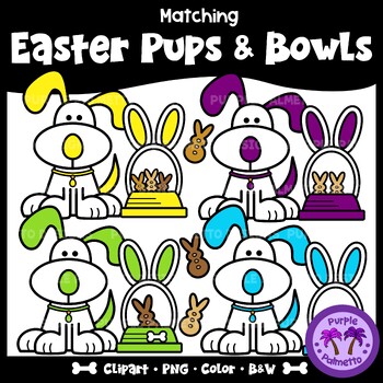 Preview of Spring Pups and Bowls Matching Pairs Clipart