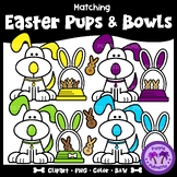 Spring Pups and Bowls Matching Pairs Clipart