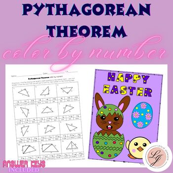 Preview of Easter Pythagorean Theorem Color By Number