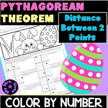Preview of Easter Pythagorean Theorem Distance Between Points Color by Number