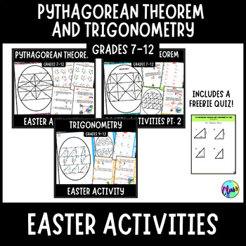 Preview of Easter | Pythagorean Theorem & Trigonometry BUNDLE | Middle to high school math