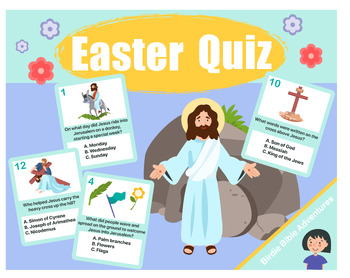 Preview of Easter Quiz with questions about Jesus Story for Christian Schools and Lessons