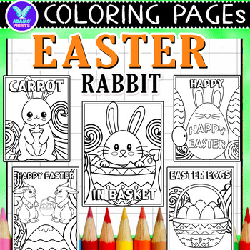 Preview of Easter Rabbit Coloring Pages & Writing Paper Art Activities ELA No PREP