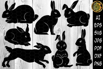 Preview of Easter Rabbit Silhouette Bunny Clipart