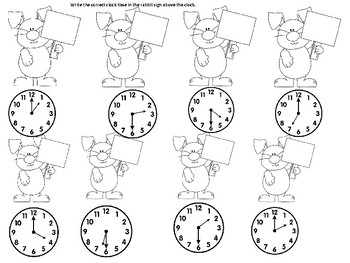 Preview of Easter Rabbits Telling Time to the Hour and Half Hour