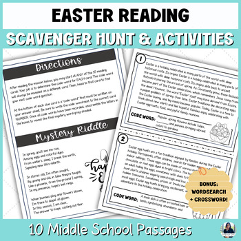 Preview of Easter Reading Comprehension, Crossword & Wordsearch for 6th, 7th & 8th Grades