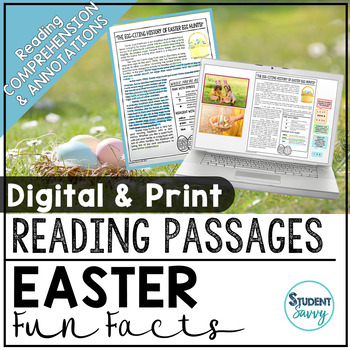 Preview of Easter Reading Comprehension Passages History of Easter Activities