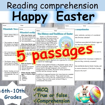 Preview of Easter Reading Comprehension Passages question test prep 6th-10th grades bundle
