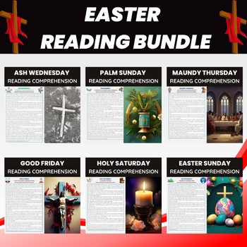 Preview of Easter Reading Comprehension Worksheets Bundle | Holy Week Reading