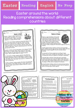 Preview of Easter Reading Comprehensions - Easter around the world - customs and traditions
