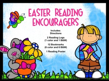 Preview of Easter Reading Encouragers (Themed Bookmarks, Reading Log, and Poster)