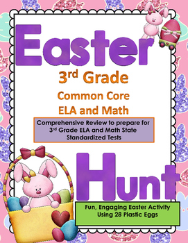 Preview of THIRD GRADE EASTER HUNT Reading, L/Arts, and Math Review COMMON
