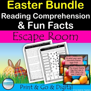 Preview of Easter Reading Passage & Digital Fun Escape Room Activity WebQuest Bundle