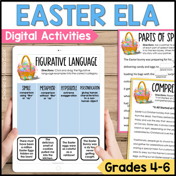 Preview of Easter Reading and ELA Activities | Print and Digital | Spring ELA