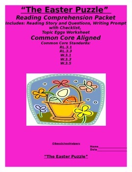 Preview of Easter Reading Comprehension and Writing  Packet-Common Core Aligned