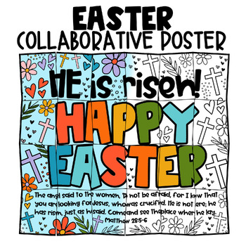 Preview of Easter Religious Christian Collaborative Coloring Poster Oversized