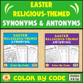 Preview of Easter Religious Themed Color By Code Synonyms and Antonyms BUNDLE
