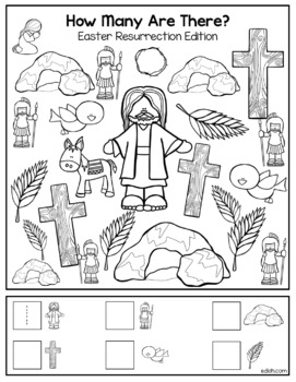 Preview of Easter Resurrection "How Many Are There" Activity Sheet