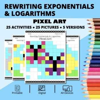Preview of Easter: Rewriting Exponentials & Logarithms Pixel Art Activity