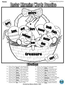 Preview of Easter Rhyming Words Coloring Sheet