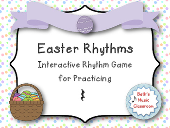 Preview of Easter Rhythm Reading Game to Practice Ta rest/Quarter rest (Kodaly Review Game)
