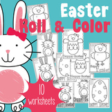 Easter Roll & Color Worksheets - Color by Number + Adding