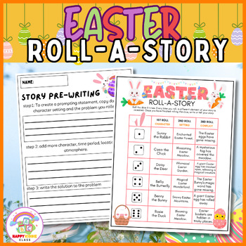 Preview of Easter Roll & Write a Story, Spring Creative Writing Centers Activity
