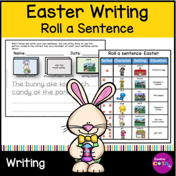 Preview of Occupational Therapy Easter Writing Center Activities Roll a Silly Sentence