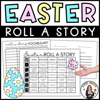 Preview of Easter Roll a Story Activity | Creative Narrative Writing Prompts | Editable
